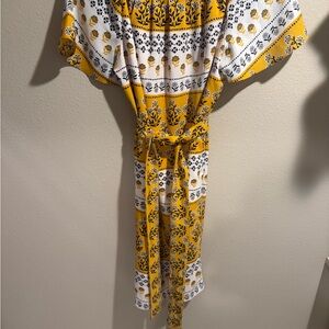 Ann Taylor Yellow and White Floral Dress with belt